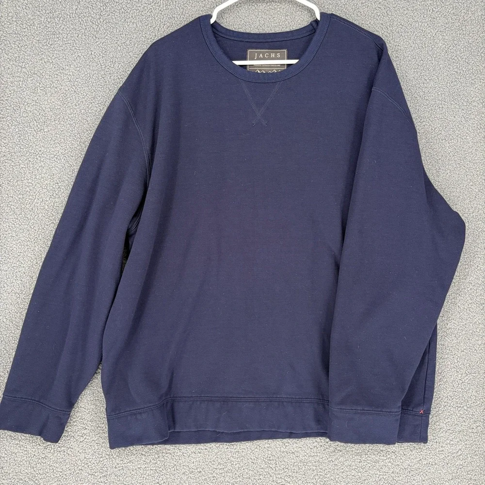 Jachs NY Mens XXL Navy Blue Crew Neck Fleece Sweatshirt Pullover 1437788